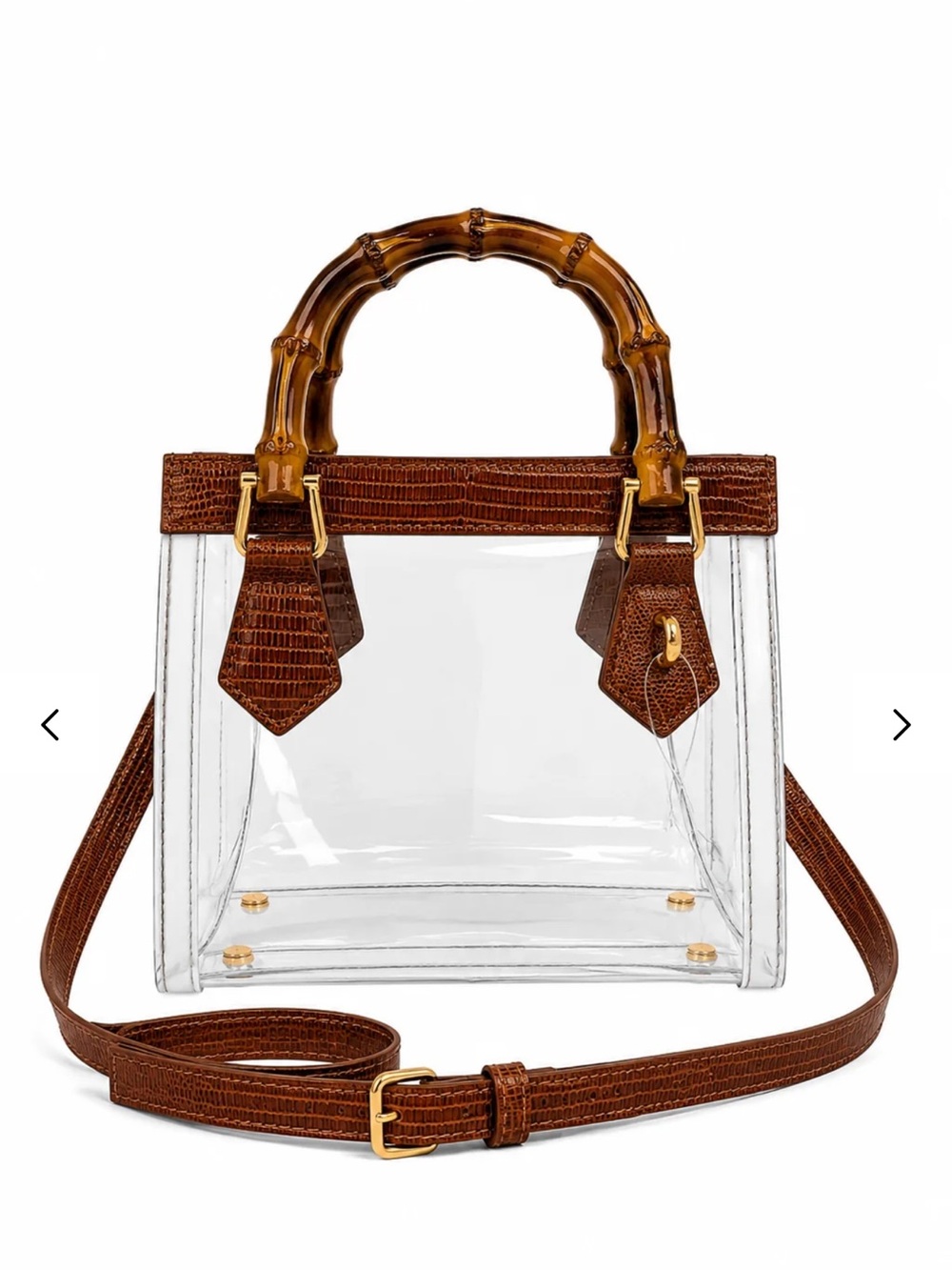 Game Day Luxe Stadium Bag with Brown trim and Bamboo style Handles